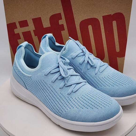 Fitflop Shoes - NEW - FitFlop Super-Q Knit Slip-On Lace Women's Sneakers Sky Blue - Size 7.5
